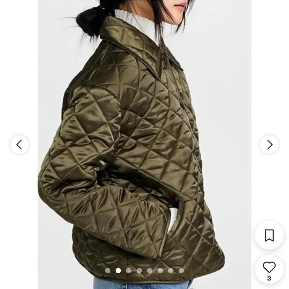 Anine Bing Quilted Puffer Jacket in Olive